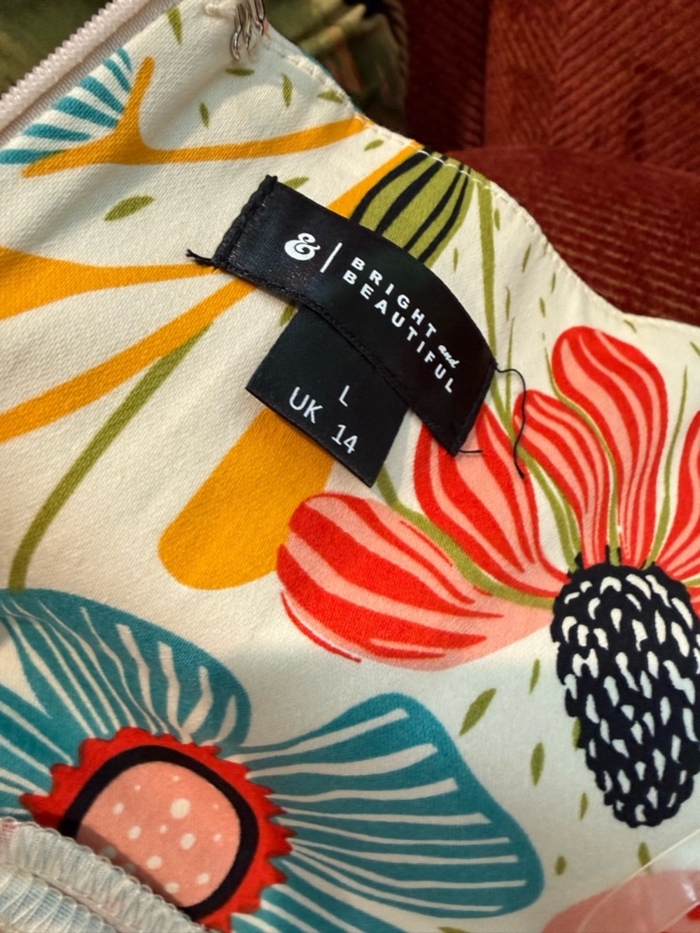 💐 Collectif Floral Tie-Waist Midi Dress Retro Picnic - Picture 12 of 17